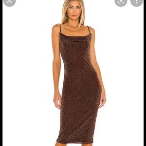 House of Harlow x Revolve Ira Black & Gold Midi Dress - Size M